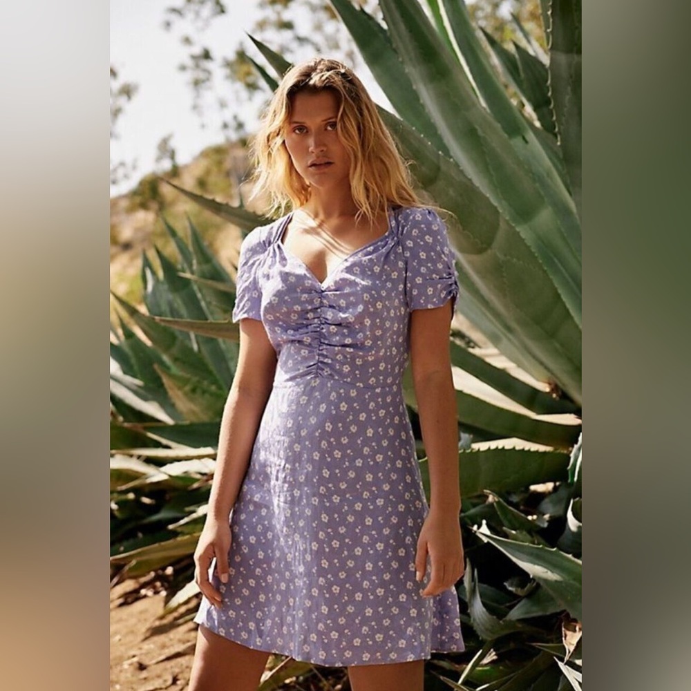 Free People Lavender Floral Mini Dress